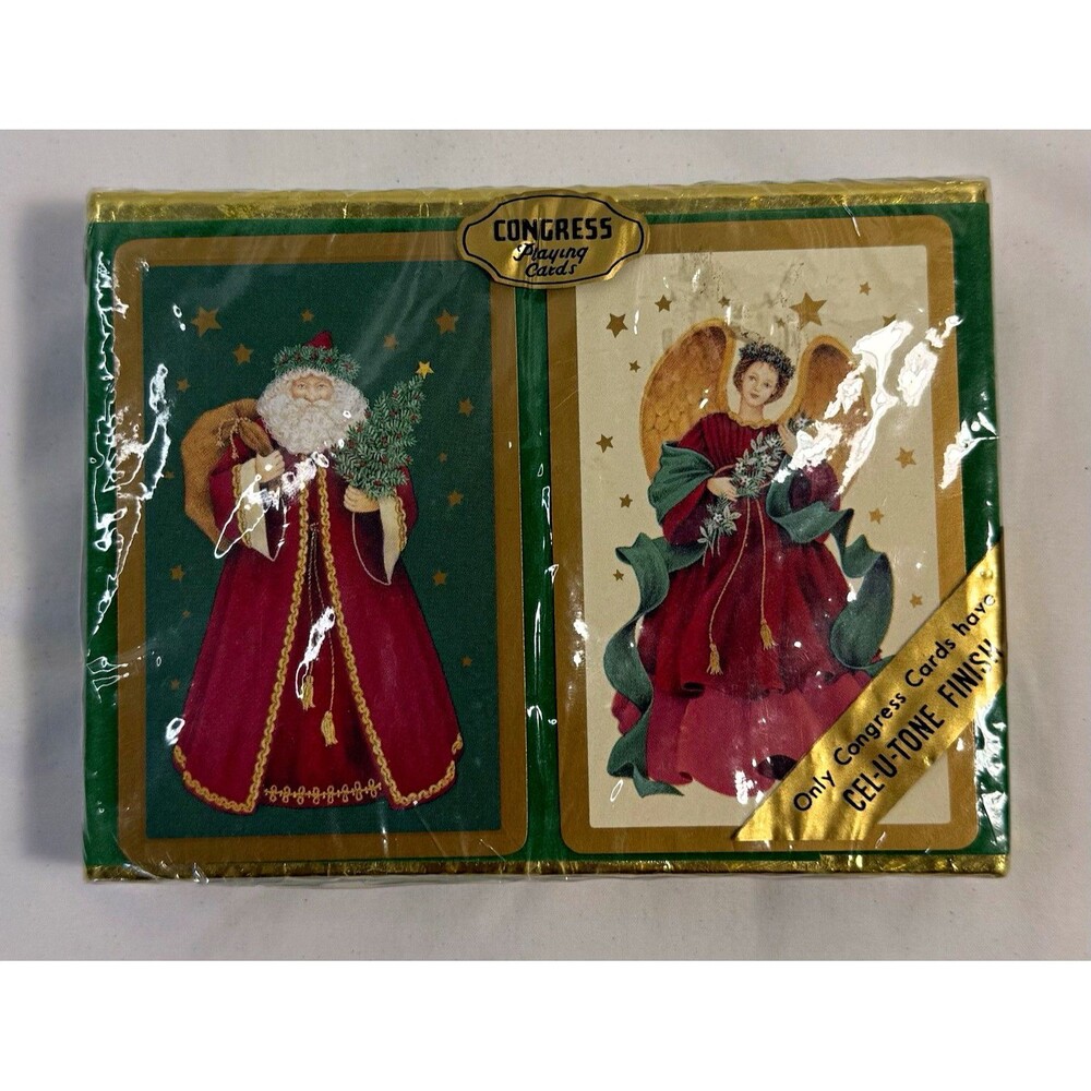 Vintage Congress Christmas Playing Cards Santa Angel 2 Deck Set Sealed Spain